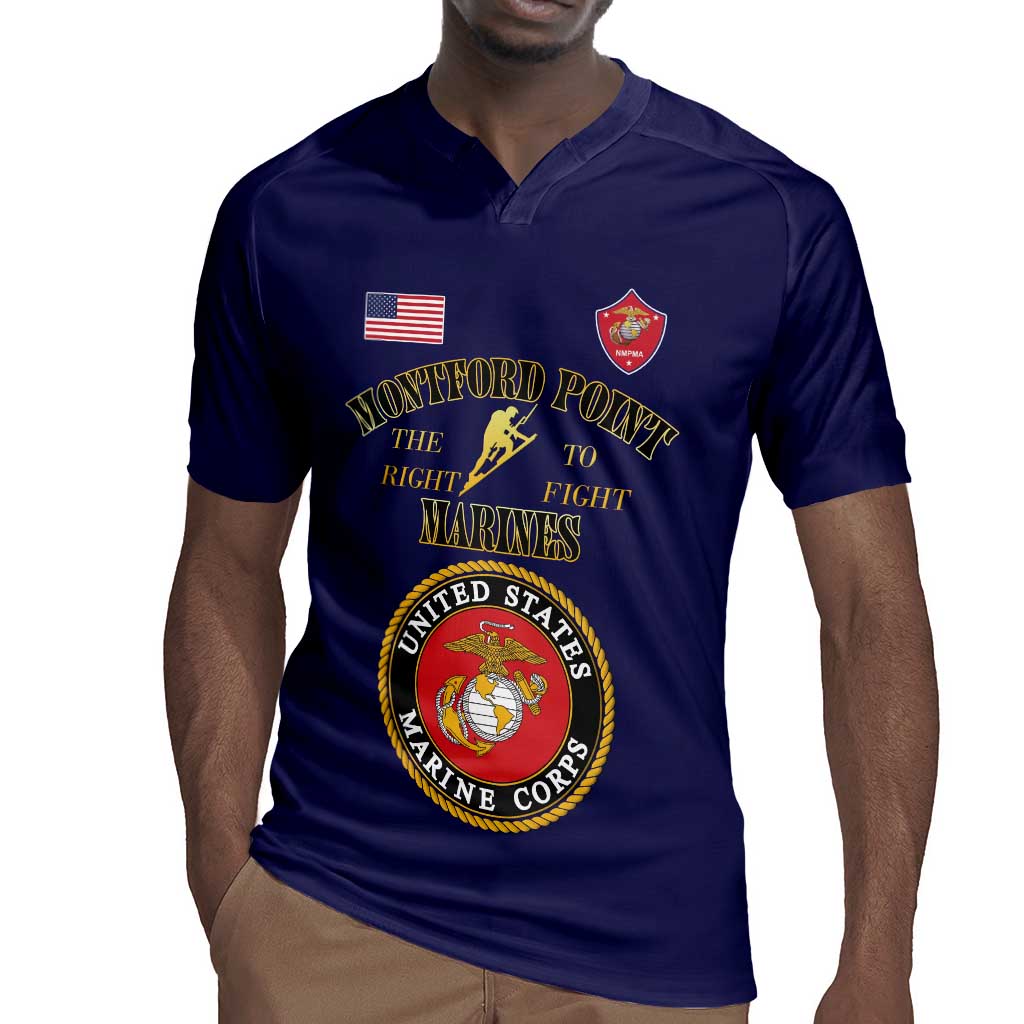 Montford Point Marines Rugby Jersey African American Heroes Navy Blue - African Pride