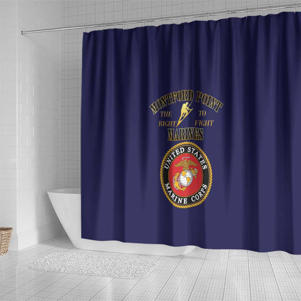 Montford Point Marines Shower Curtain African American Heroes Navy Blue - African Pride
