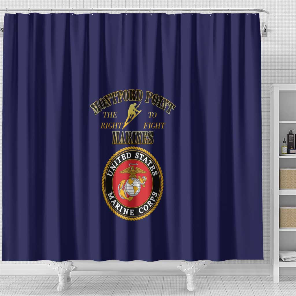 Montford Point Marines Shower Curtain African American Heroes Navy Blue - African Pride