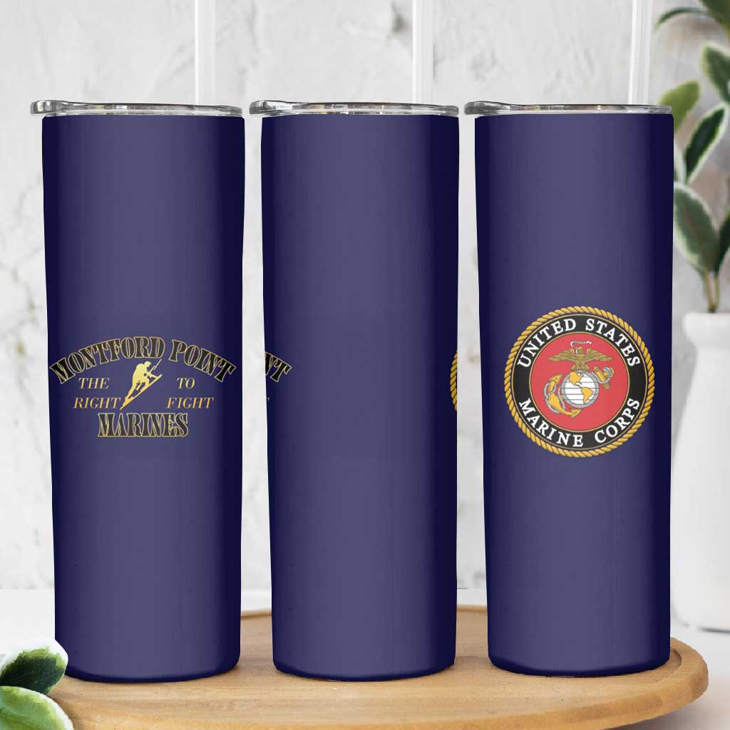 Montford Point Marines Skinny Tumbler African American Heroes Navy Blue - African Pride