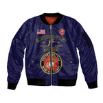Montford Point Marines Sleeve Zip Bomber Jacket African American Heroes Navy Blue - African Pride