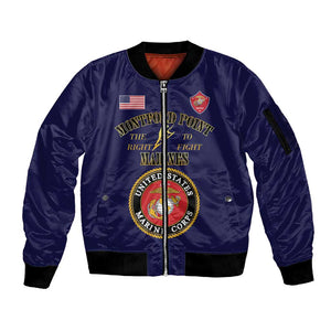 Montford Point Marines Sleeve Zip Bomber Jacket African American Heroes Navy Blue - African Pride