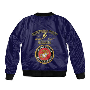 Montford Point Marines Sleeve Zip Bomber Jacket African American Heroes Navy Blue - African Pride