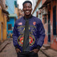 Montford Point Marines Sleeve Zip Bomber Jacket African American Heroes Navy Blue - African Pride