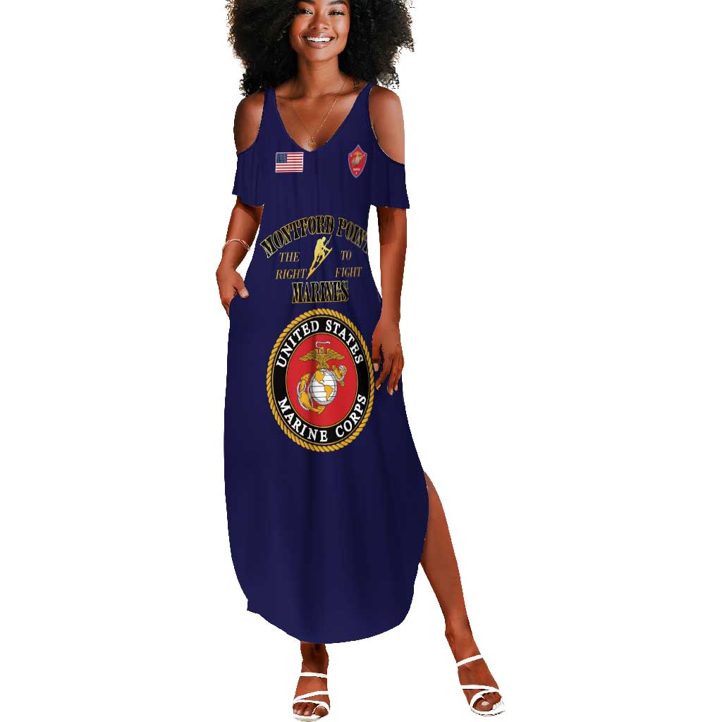 Montford Point Marines Summer Maxi Dress African American Heroes Navy Blue - African Pride