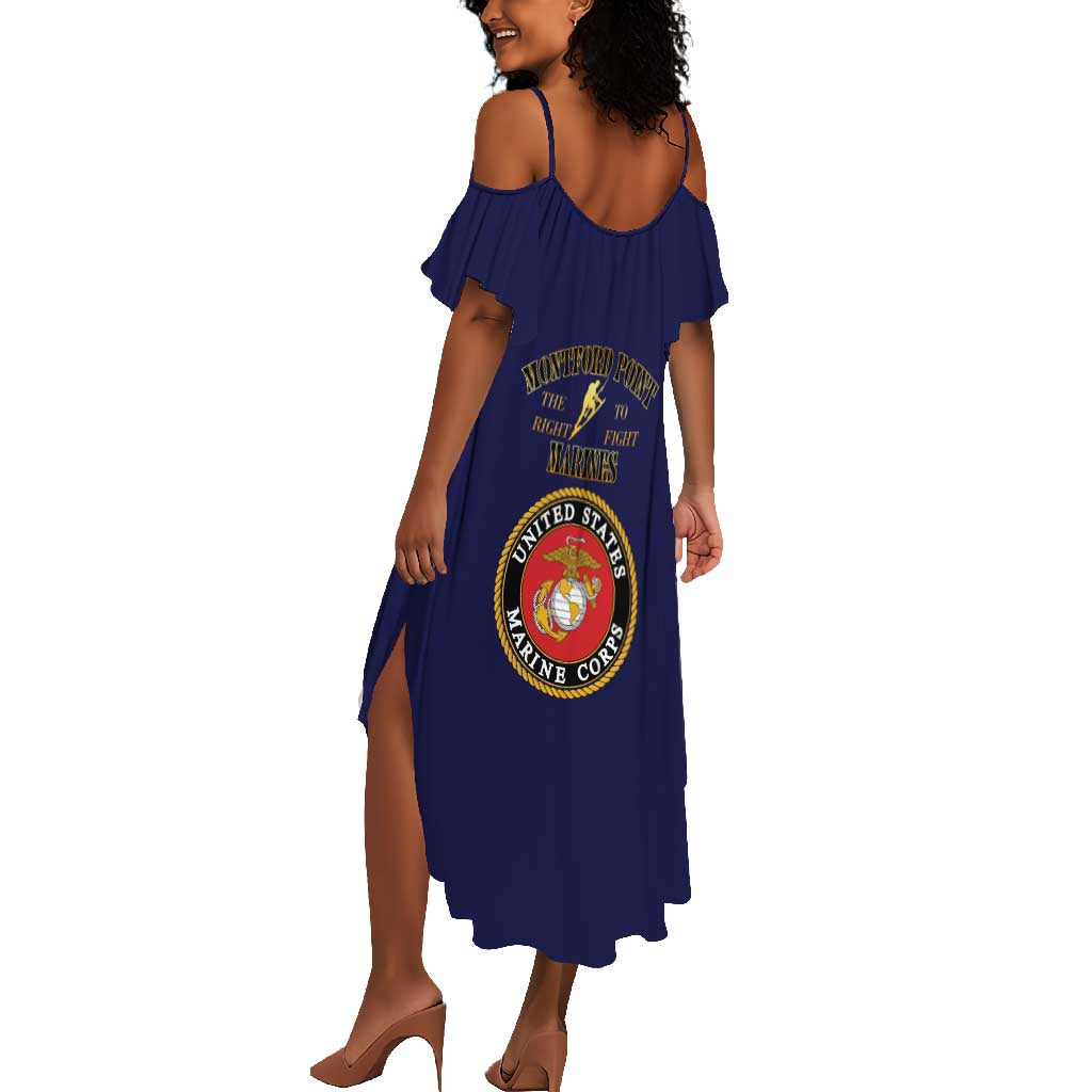 Montford Point Marines Summer Maxi Dress African American Heroes Navy Blue - African Pride