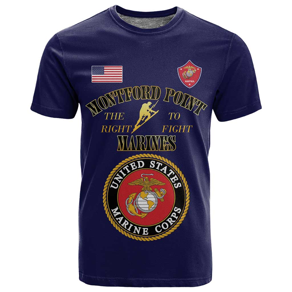 Montford Point Marines T shirt African American Heroes Navy Blue - African Pride