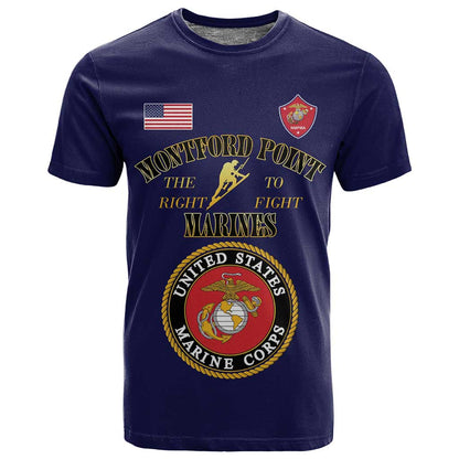 Montford Point Marines T shirt African American Heroes Navy Blue - African Pride