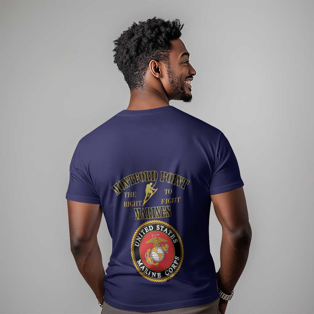 Montford Point Marines T shirt African American Heroes Navy Blue - African Pride