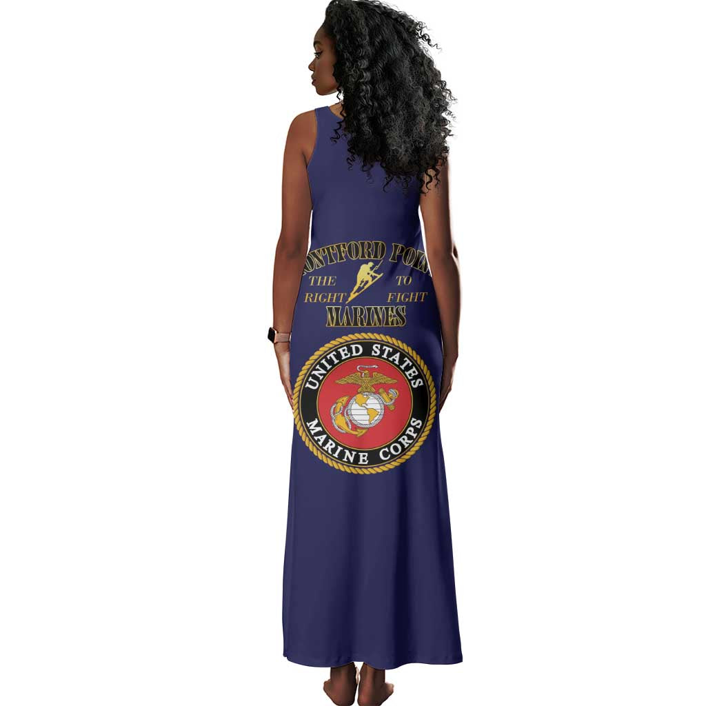 Montford Point Marines Tank Maxi Dress African American Heroes Navy Blue - African Pride