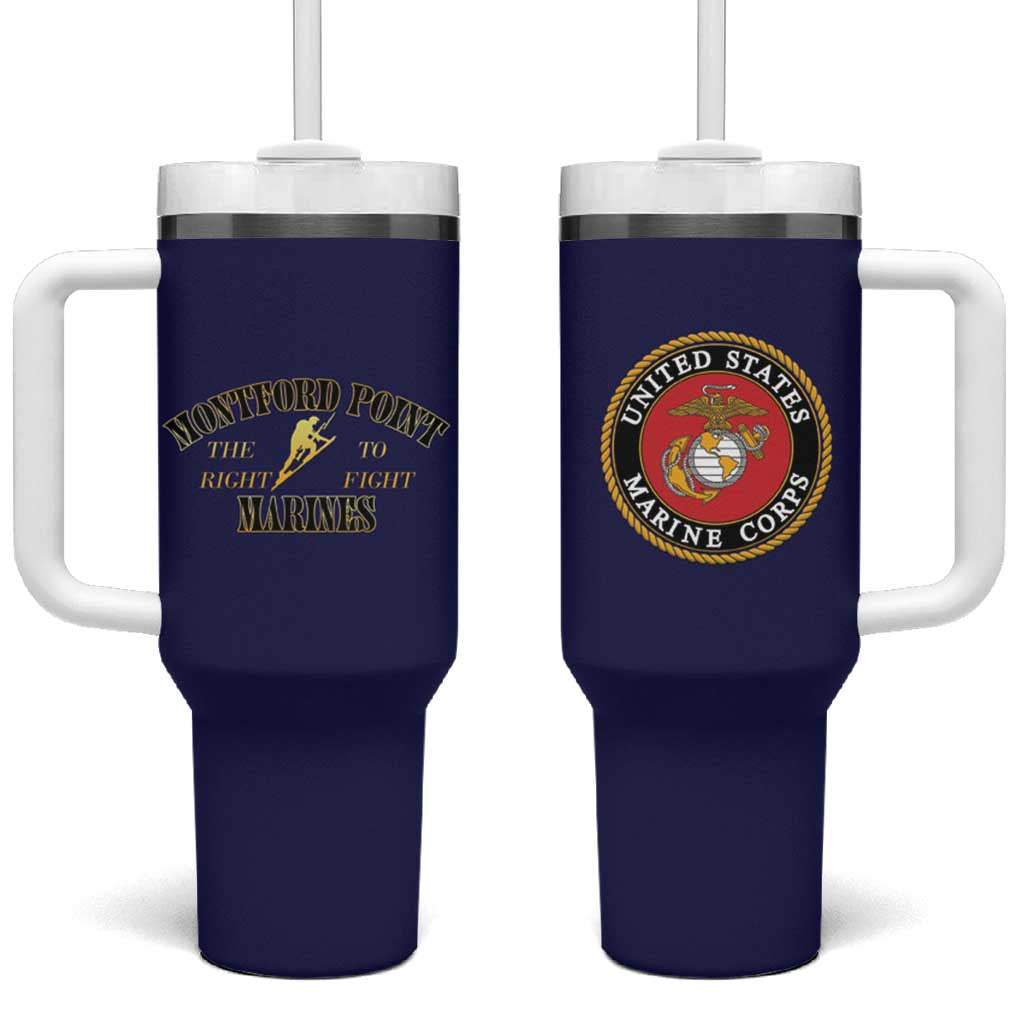Montford Point Marines Tumbler With Handle African American Heroes Navy Blue - African Pride