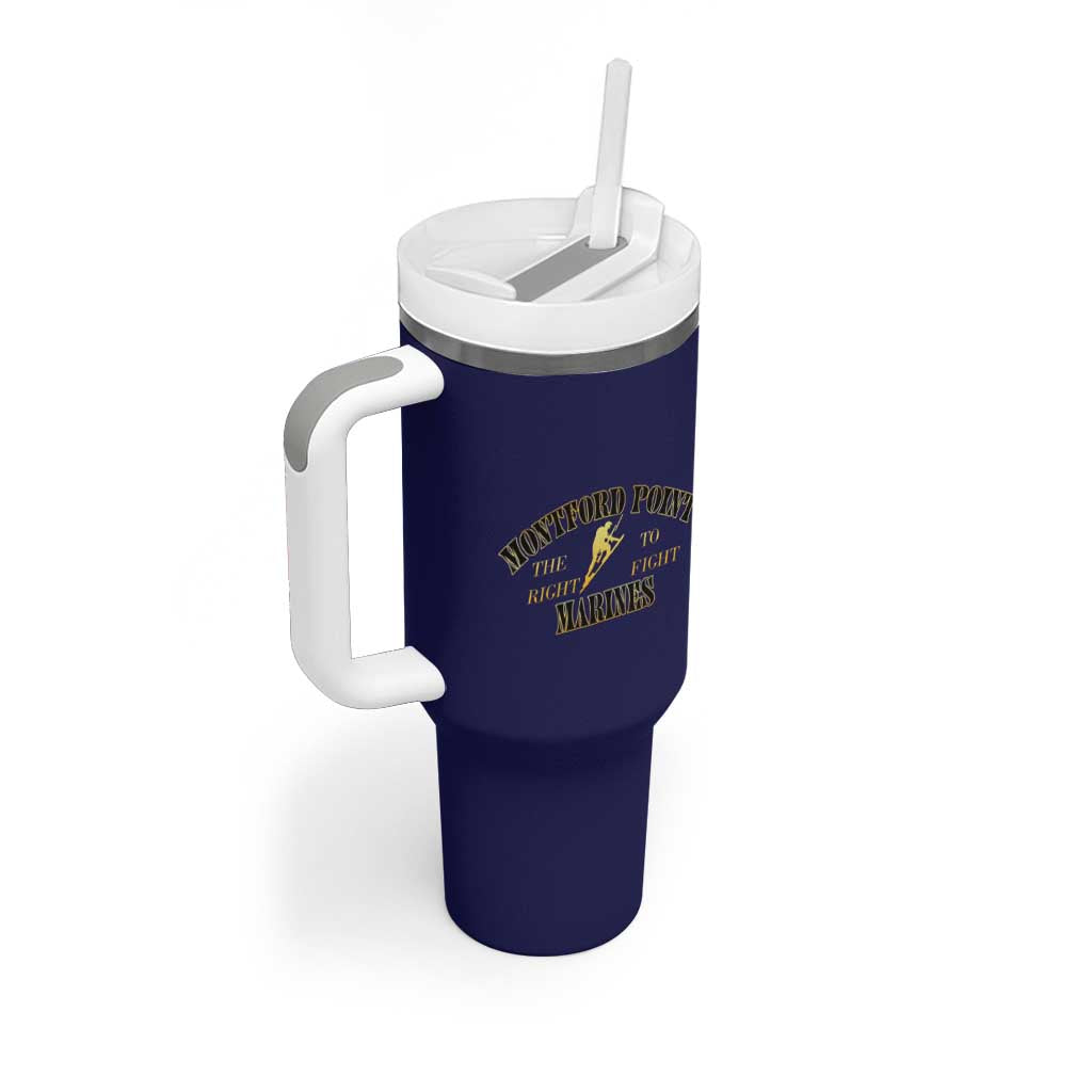 Montford Point Marines Tumbler With Handle African American Heroes Navy Blue - African Pride