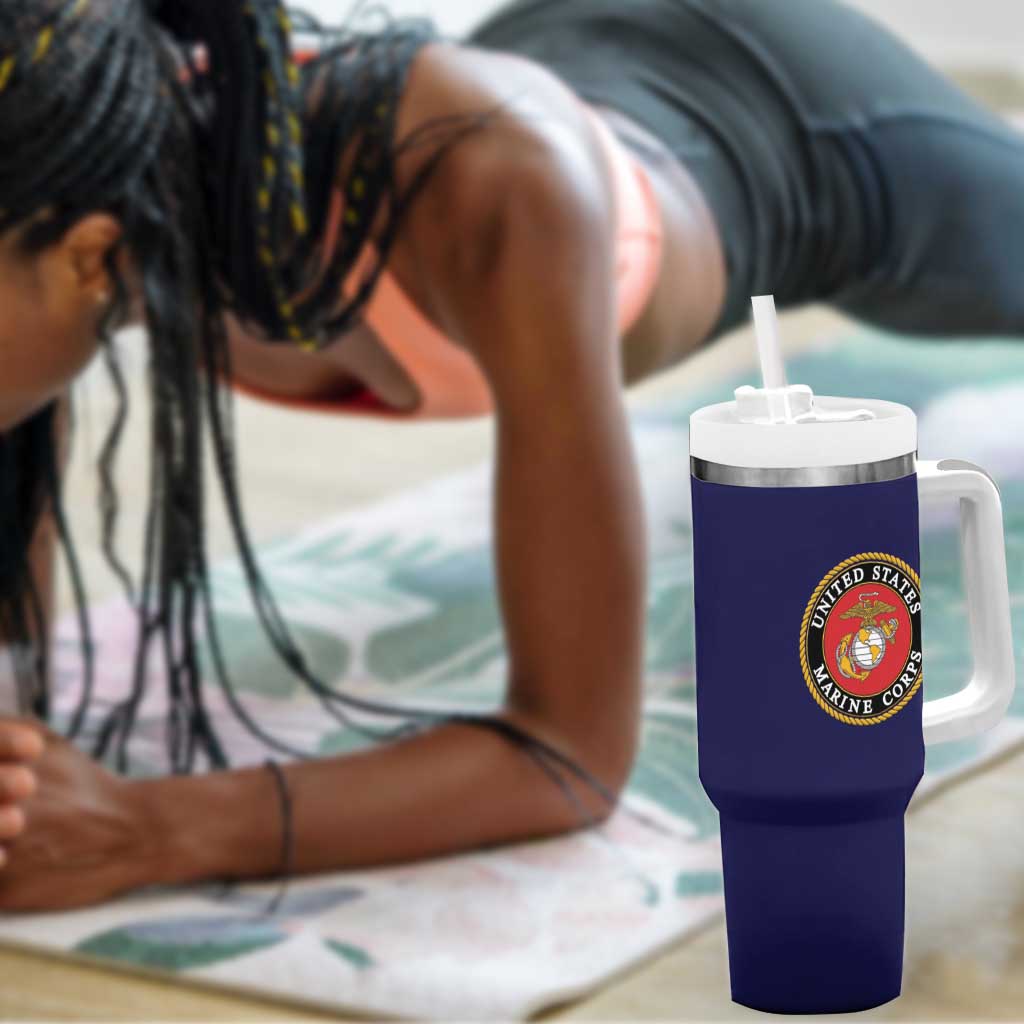 Montford Point Marines Tumbler With Handle African American Heroes Navy Blue - African Pride