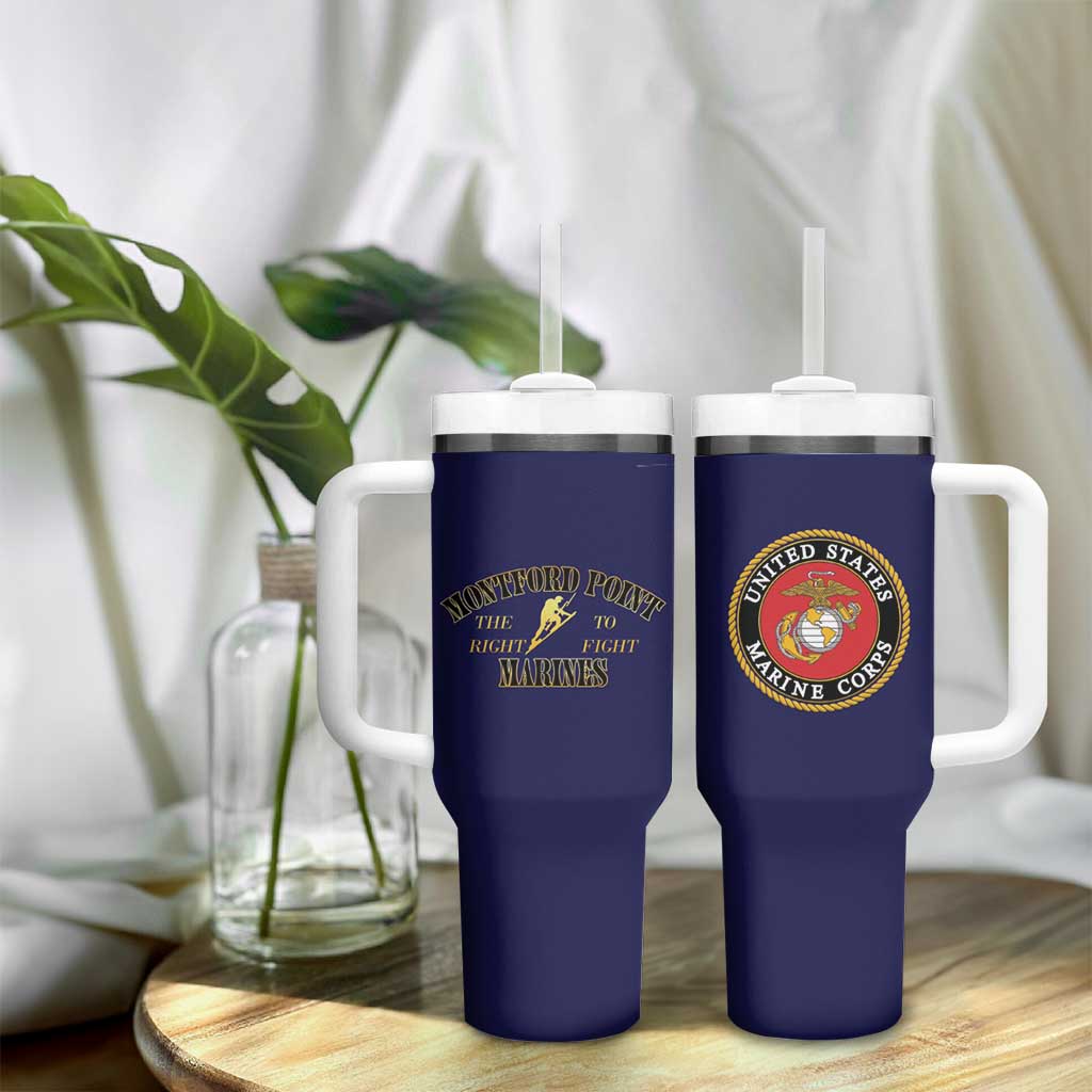 Montford Point Marines Tumbler With Handle African American Heroes Navy Blue - African Pride