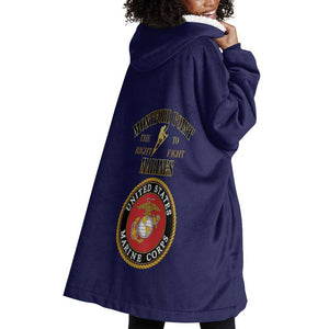 Montford Point Marines Wearable Blanket Hoodie African American Heroes Navy Blue - African Pride