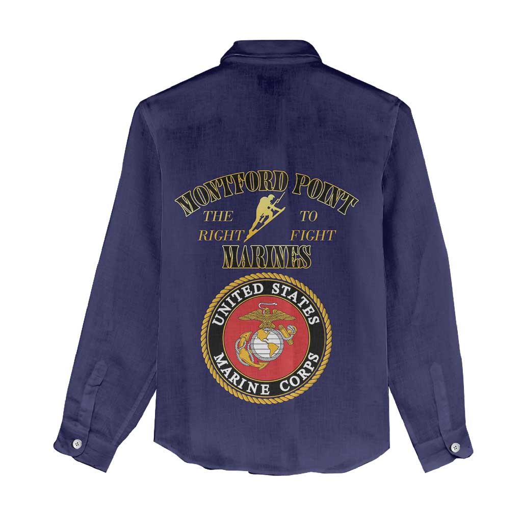 Montford Point Marines Women Casual Shirt African American Heroes Navy Blue - African Pride