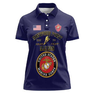 Montford Point Marines Women Polo Shirt African American Heroes Navy Blue - African Pride