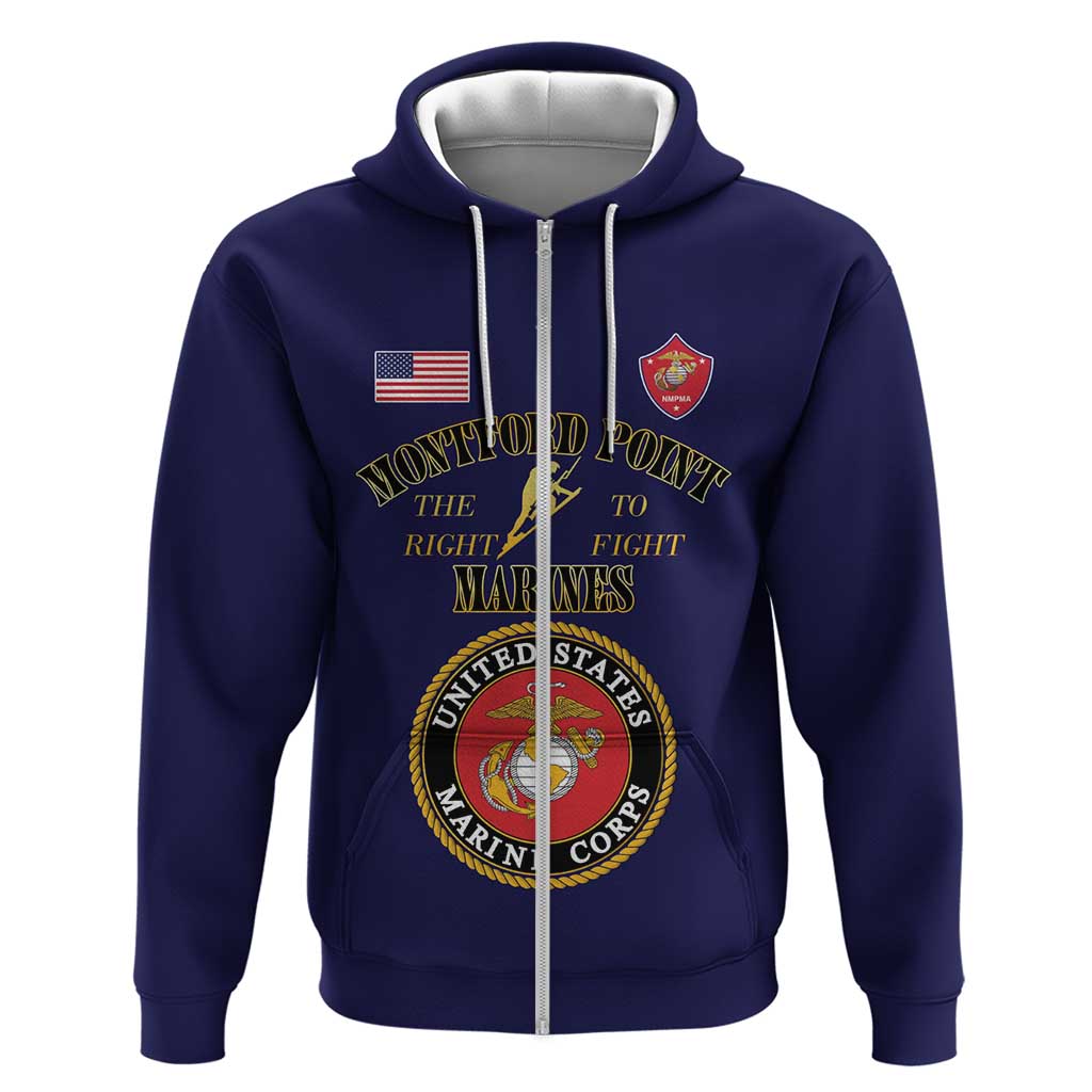 Montford Point Marines Zip Hoodie African American Heroes Navy Blue - African Pride