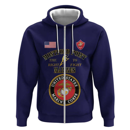 Montford Point Marines Zip Hoodie African American Heroes Navy Blue - African Pride