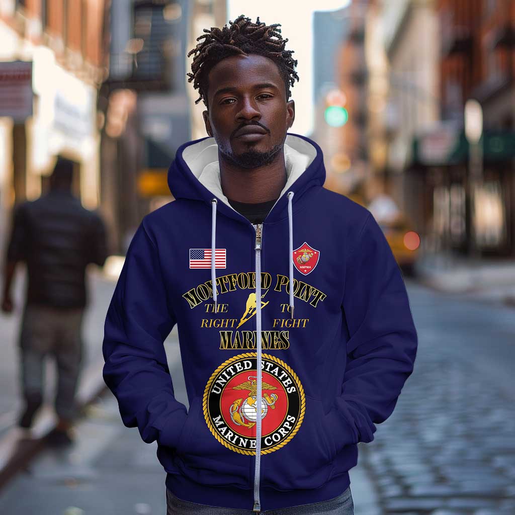 Montford Point Marines Zip Hoodie African American Heroes Navy Blue - African Pride