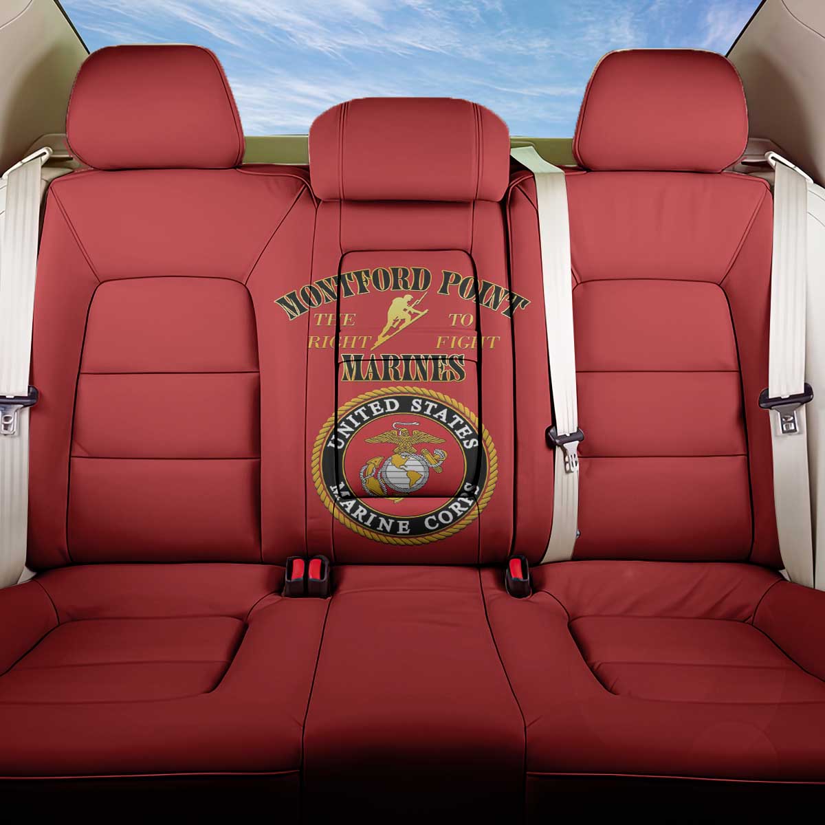 Montford Point Marines Back Car Seat Cover African American Heroes Red - African Pride