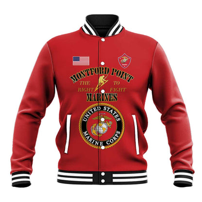 Montford Point Marines Baseball Jacket African American Heroes Red - African Pride