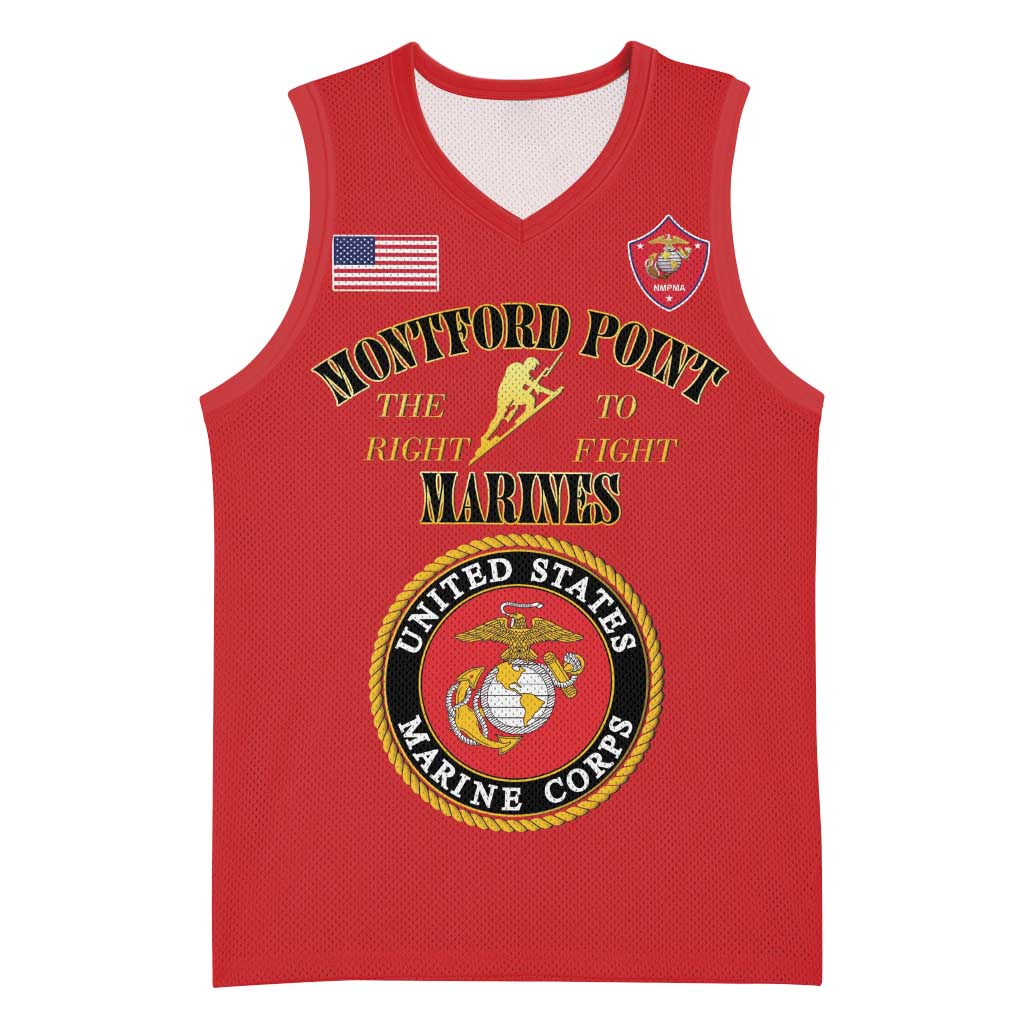 Montford Point Marines Basketball Jersey African American Heroes Red - African Pride