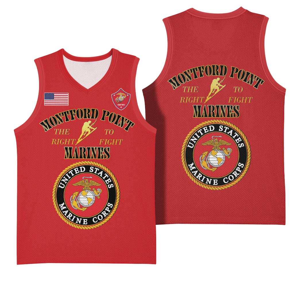 Montford Point Marines Basketball Jersey African American Heroes Red - African Pride