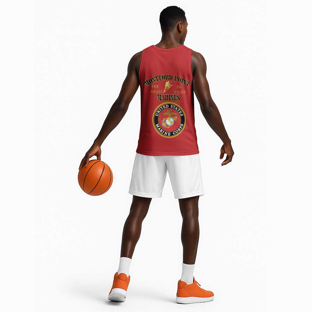 Montford Point Marines Basketball Jersey African American Heroes Red - African Pride