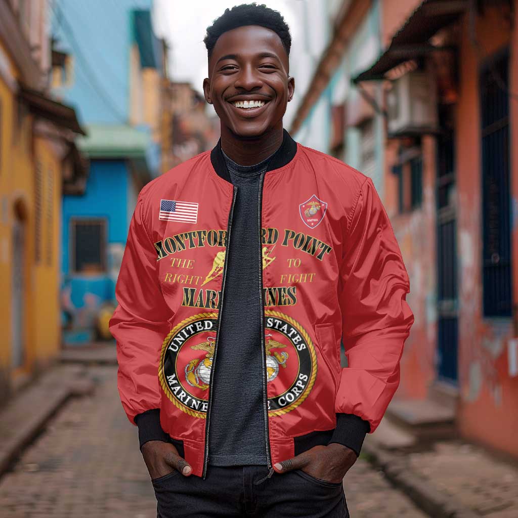 Montford Point Marines Bomber Jacket African American Heroes Red - African Pride