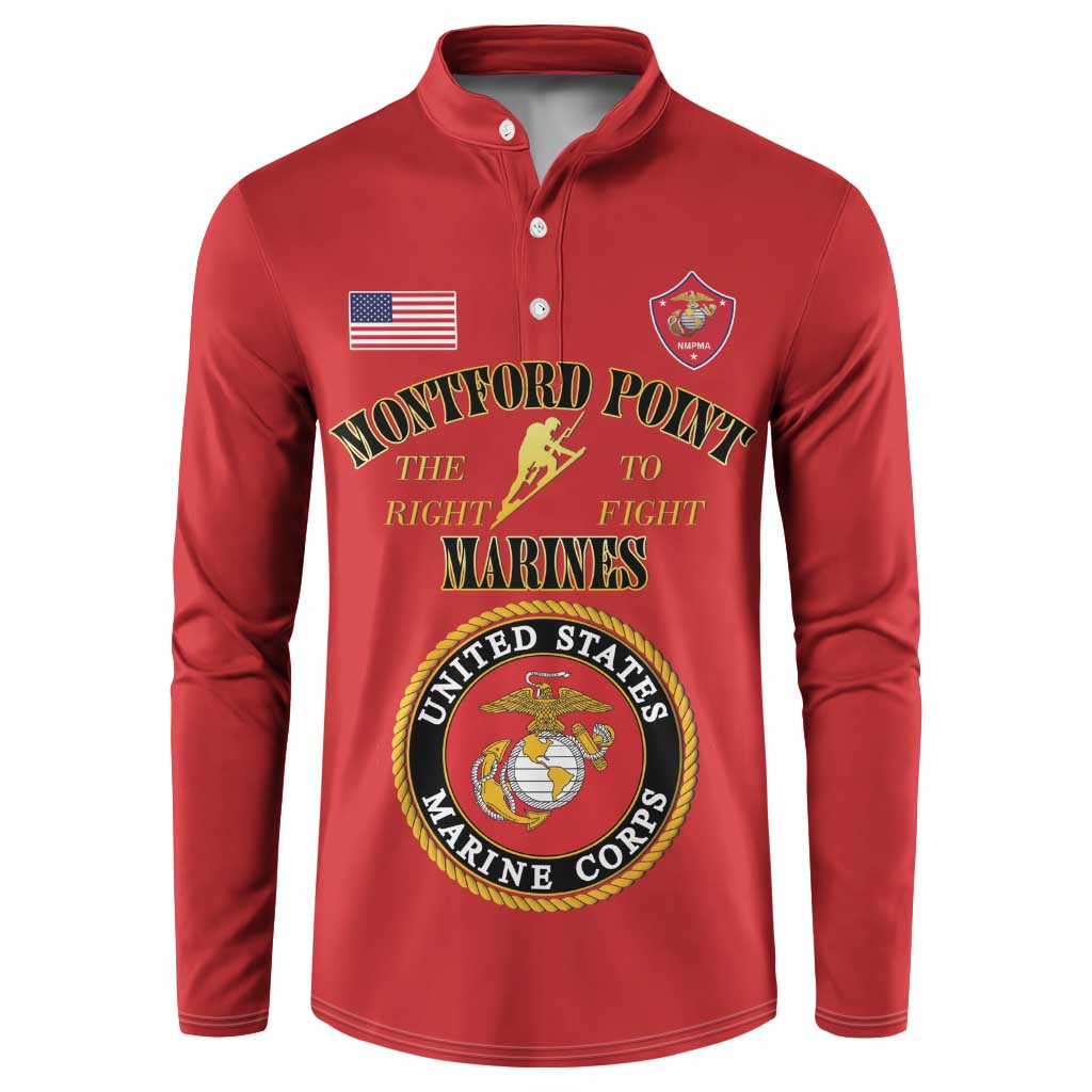 African American Marine Corps Legacy Button Sweatshirt Montford Point Heritage Red