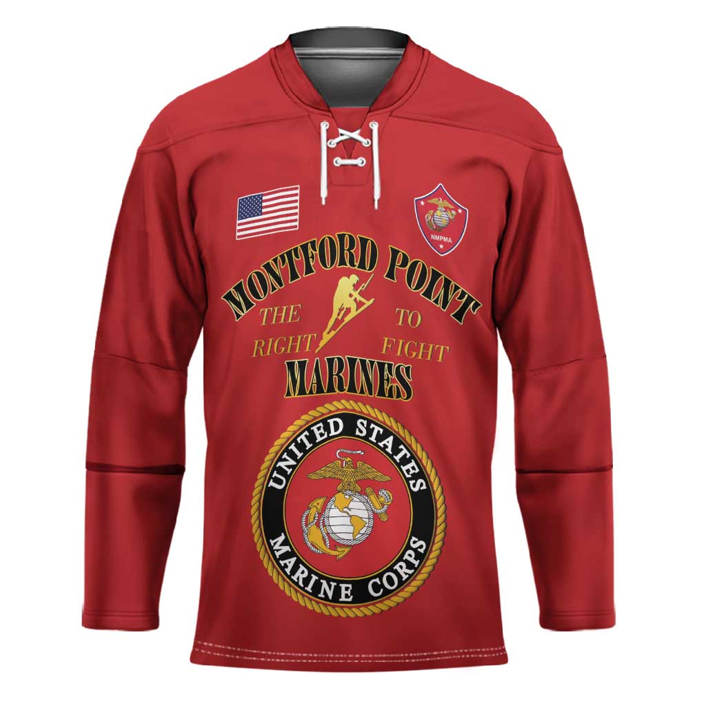 African American Marine Corps Legacy Hockey Jersey Montford Point Heritage Red