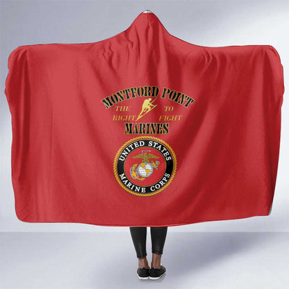 Montford Point Marines Hooded Blanket African American Heroes Red - African Pride