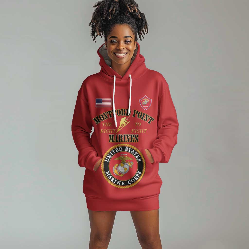 Montford Point Marines Hoodie Dress African American Heroes Red - African Pride
