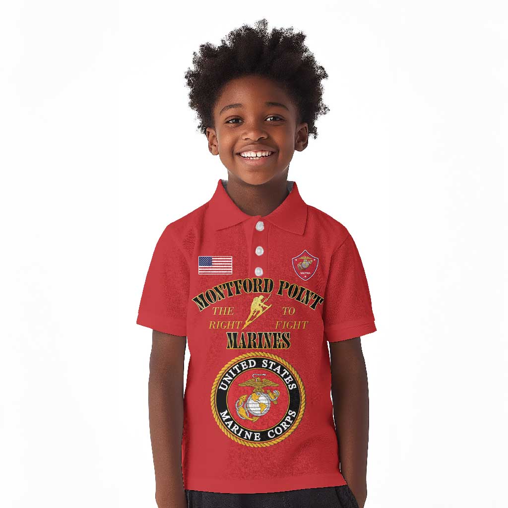 Montford Point Marines Kid Polo Shirt African American Heroes Red - African Pride
