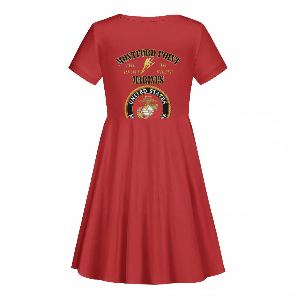Montford Point Marines Kid Short Sleeve Dress African American Heroes Red - African Pride