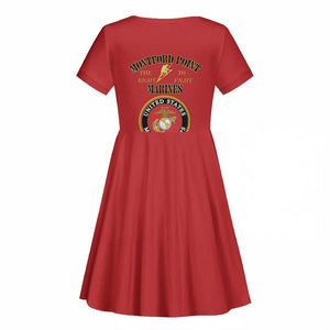 Montford Point Marines Kid Short Sleeve Dress African American Heroes Red - African Pride