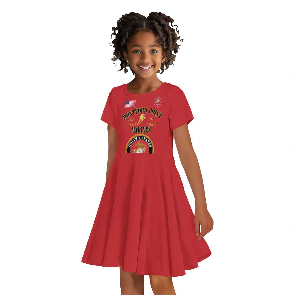Montford Point Marines Kid Short Sleeve Dress African American Heroes Red - African Pride