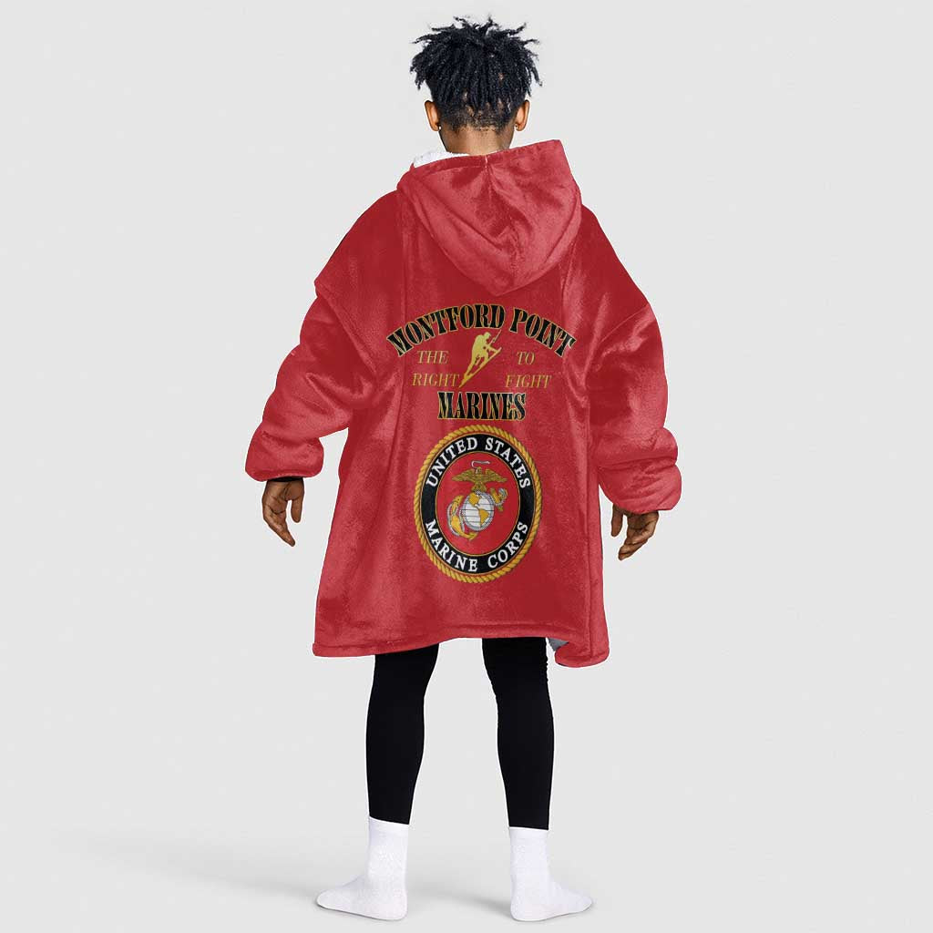 Montford Point Marines Kid Wearable Blanket Hoodie African American Heroes Red - African Pride