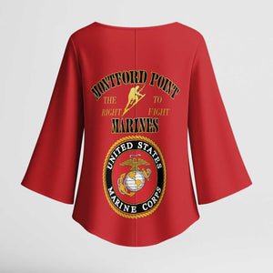 African American Marine Corps Legacy Kimono Sleeve Blouse Montford Point Heritage Red