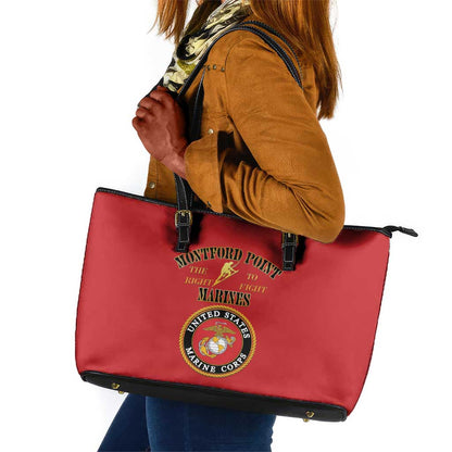Montford Point Marines Leather Tote Bag African American Heroes Red - African Pride