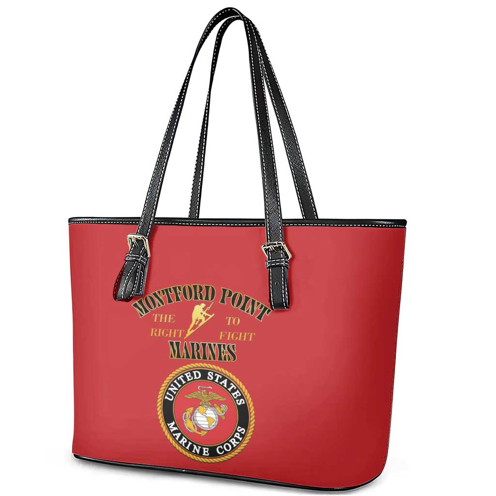 Montford Point Marines Leather Tote Bag African American Heroes Red - African Pride