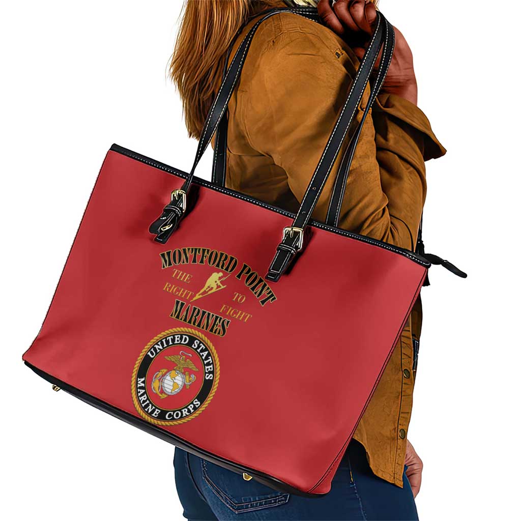 Montford Point Marines Leather Tote Bag African American Heroes Red - African Pride