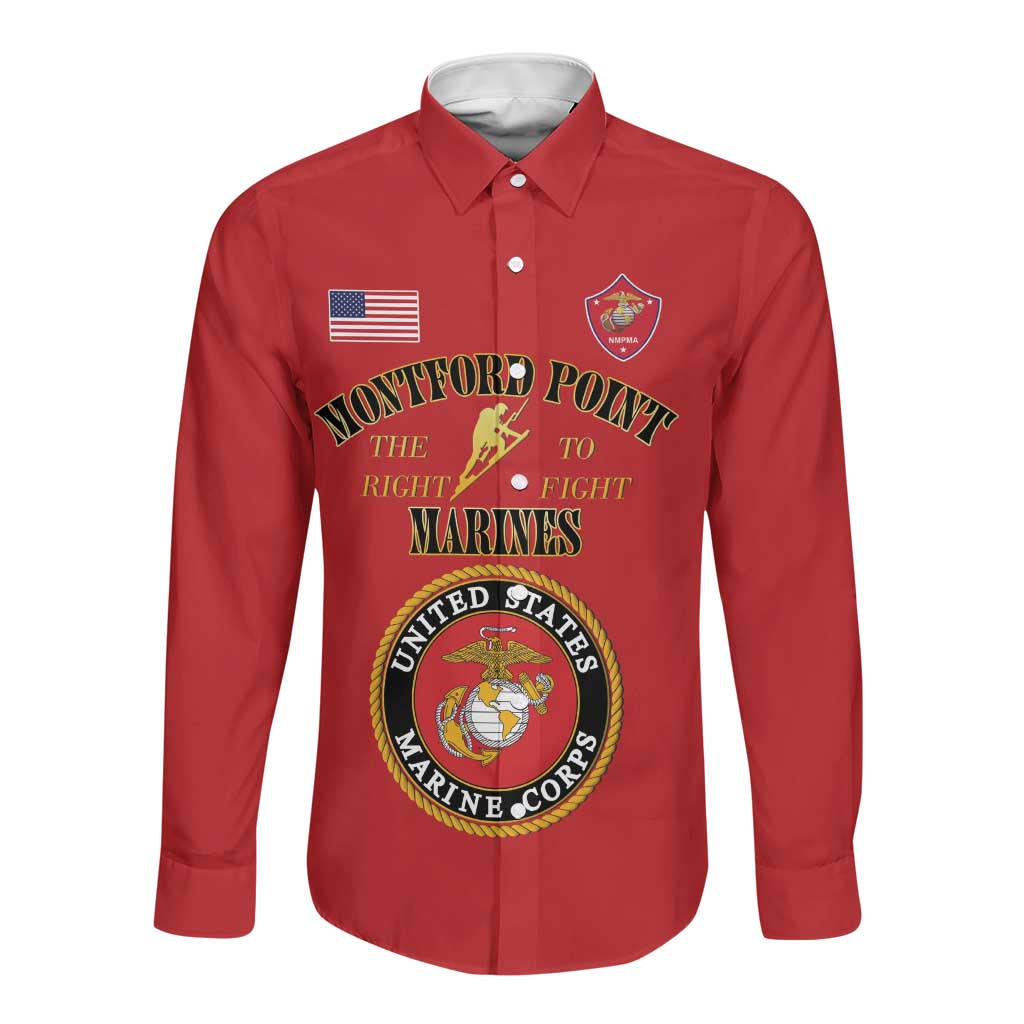 Montford Point Marines Long Sleeve Button Shirt African American Heroes Red - African Pride