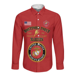 Montford Point Marines Long Sleeve Button Shirt African American Heroes Red - African Pride