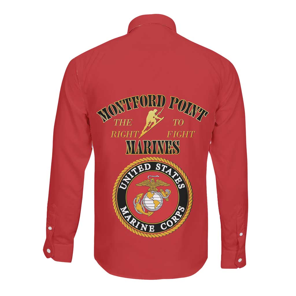 Montford Point Marines Long Sleeve Button Shirt African American Heroes Red - African Pride
