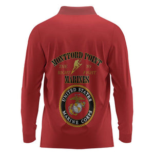 Montford Point Marines Long Sleeve Polo Shirt African American Heroes Red - African Pride