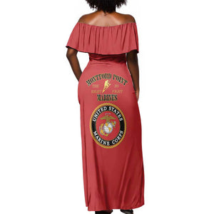 Montford Point Marines Off Shoulder Maxi Dress African American Heroes Red - African Pride