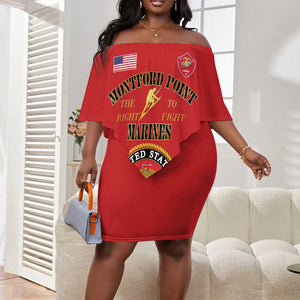 Montford Point Marines Off Shoulder Short Dress African American Heroes Red - African Pride
