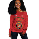 Montford Point Marines Off Shoulder Sweater African American Heroes Red - African Pride